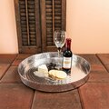 Tarifa Handcrafted 13 in. Hammered Stainless Steel Round Tray TA3647694